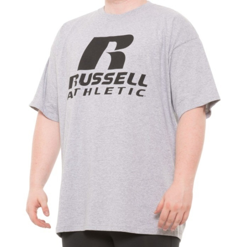 Russell Athletic Tee Shirt Mens Size 2XL Grey Relaxed Fit Chest Logo T-Shirt New